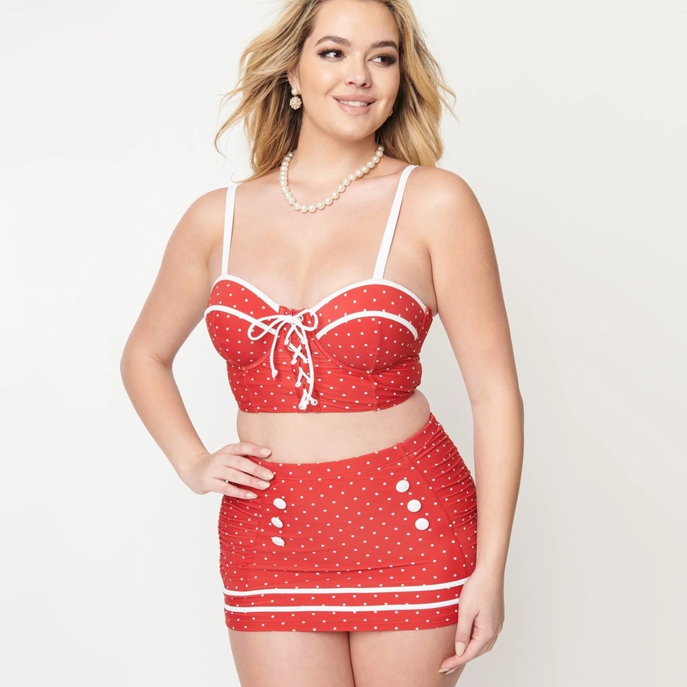 Unique Vintage red pinup swim top